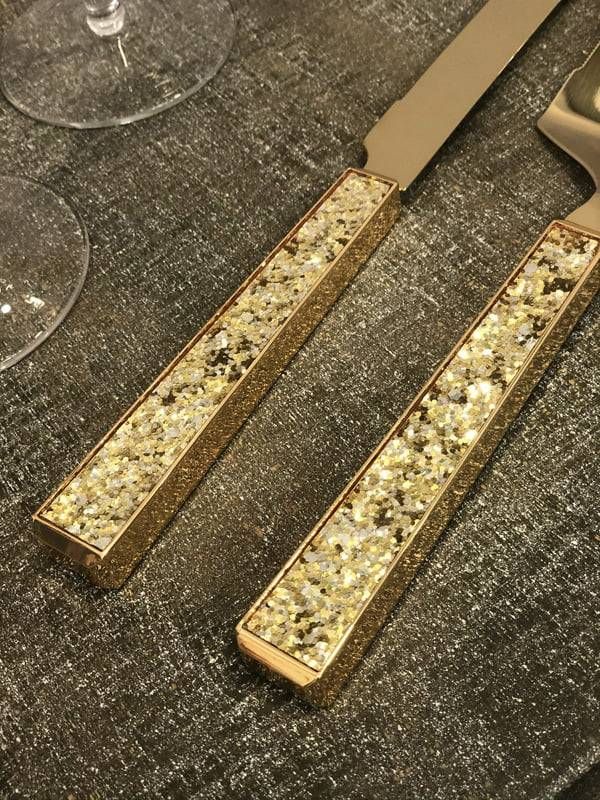 Gold Glitter Cake Knife & Server Falls Manor Catering